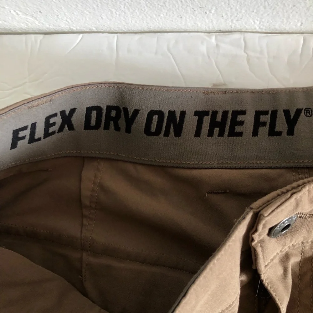Duluth Trading Flex Dry on the Fly Cargo Pants Mens 36x36 Military Brown
